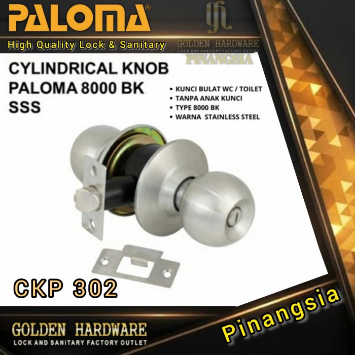 Kunci Pintu - Kunci Bulat Pintu Rumah Handle Gagang Cylindrical Paloma - Ckp 302