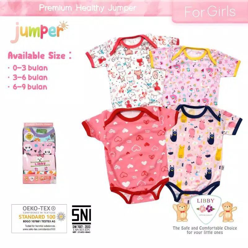(4pcs)_jumper LIBBY premium pendek size 3-6-9 bulan/ jumper libby pendek / jumper bayi