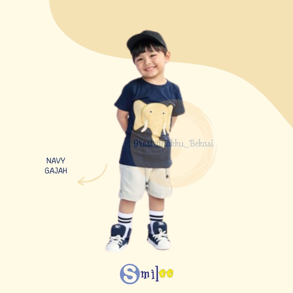 Setelan Anak Cowok Biru Navy Gajah Size 1-3Tahun Murah