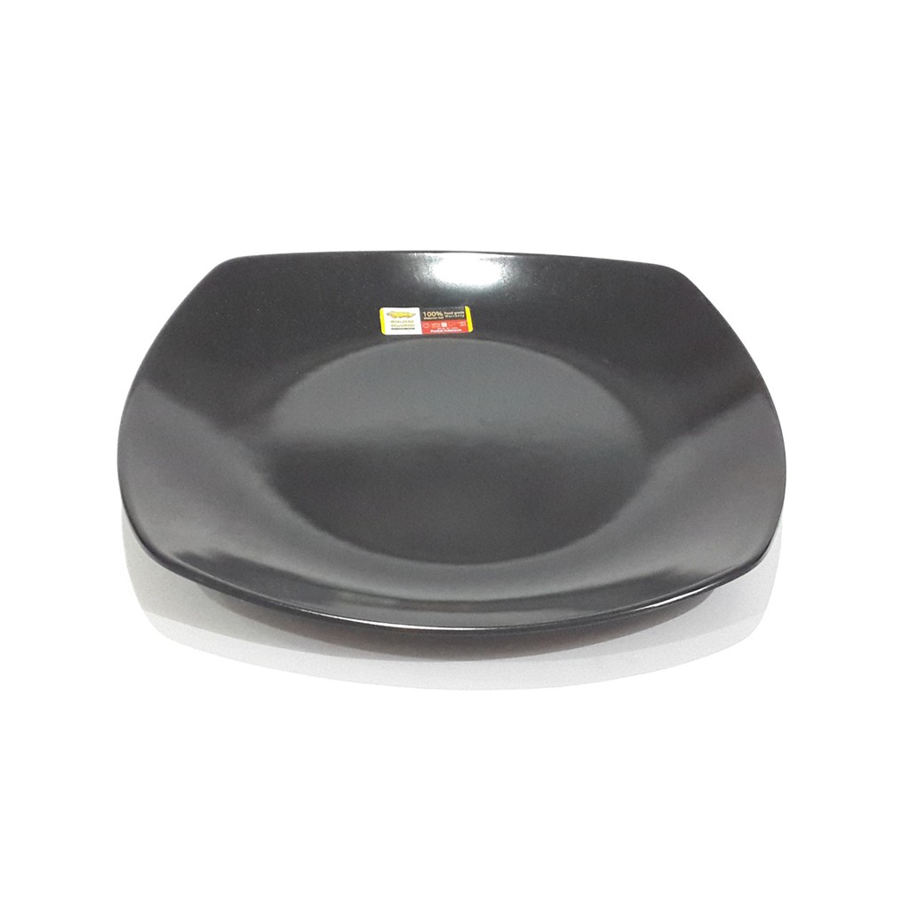 Piring Melamin Kotak P0510 HITAM 10 inc Golden Dragon | Piring Melamine | Piring kotak
