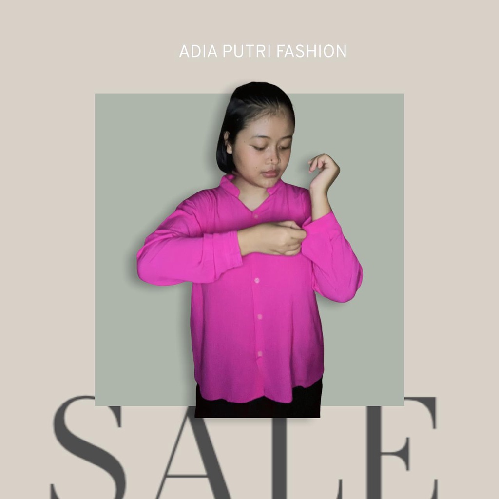 BLOUSE RAYON CRINKLE MODEL KERAH SHANGHAI WARNA MOCCA BEST SELLER ATASAN WANITA BAHAN CRINKL RAYONPREMIUM