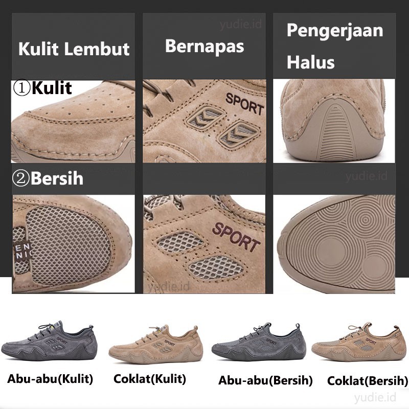 Sepatu Santai Kasual Loafer Pria Slop Sepatu Kulit Asli Pantofel Santai Casual Tali Cowok Murah Ringa