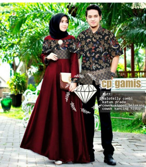 CP MARSELLA BATIK PAKAIAN PASANGAN COUPLE KEMEJA DAN GAMIS MAXY KR ADA VIDEO REAL PICT