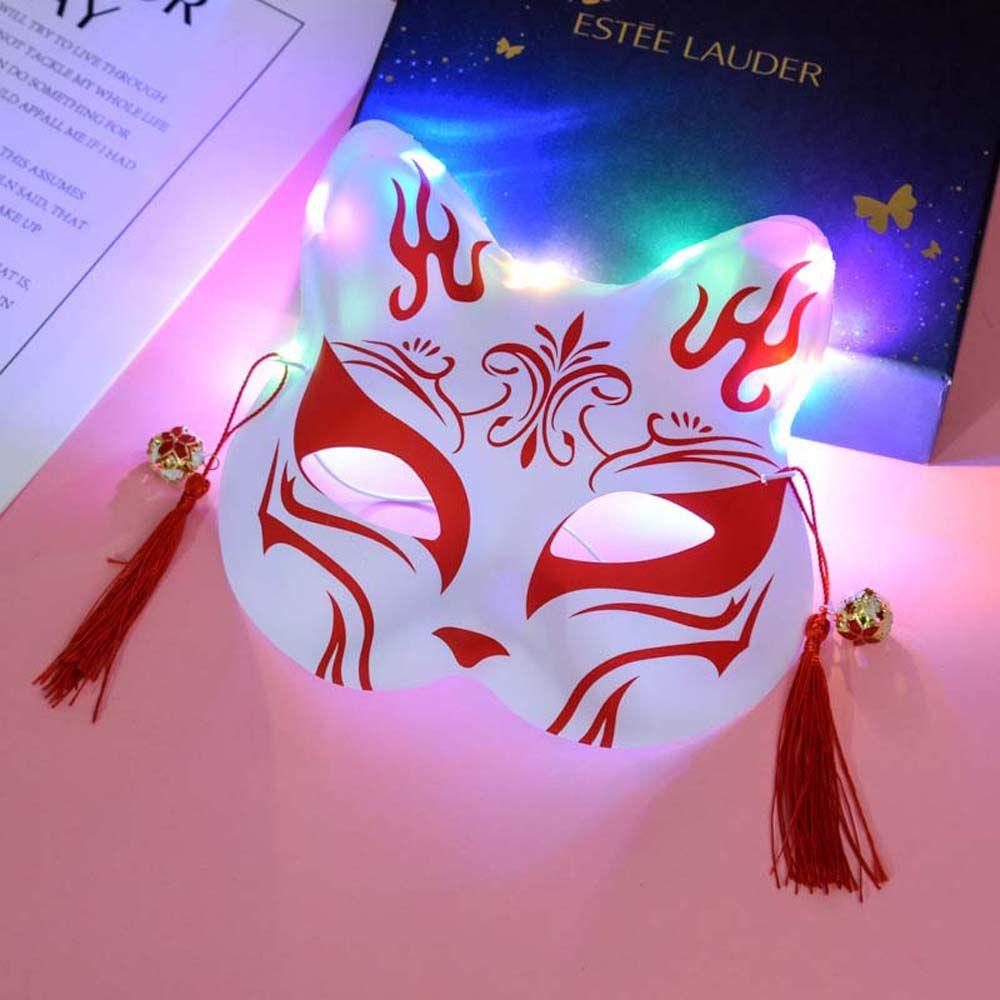 Mxbeauty Cosplay Masker Topeng Plastik Cosplay Lampu Led Luminous Props Hiasan Kepala Anime Topeng Wajah Kucing Topeng Led Light up Mask