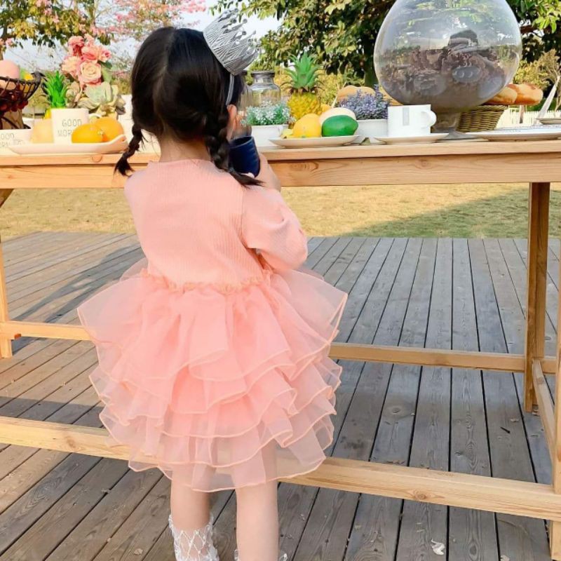 Dress Anak Perempuan Rample Peach Orange