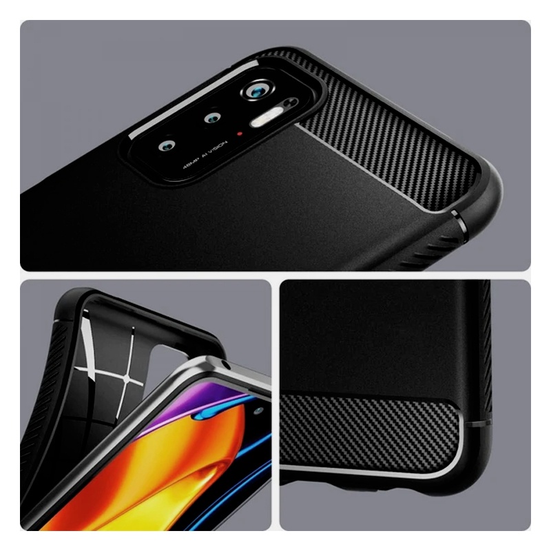 Casing Softcase Xioami Poco M3 Pro 5G / Redmi Note 10 5G IPAKY Carbon Fiber Matte Softcase - Hitam