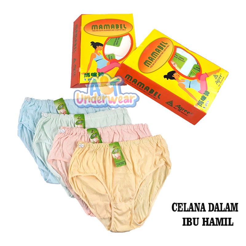 AT345-ISI 3 PCS Celana Dalam Wanita Hamil/CD Bumil Agree Mamabel/CD Bumil Berkancing