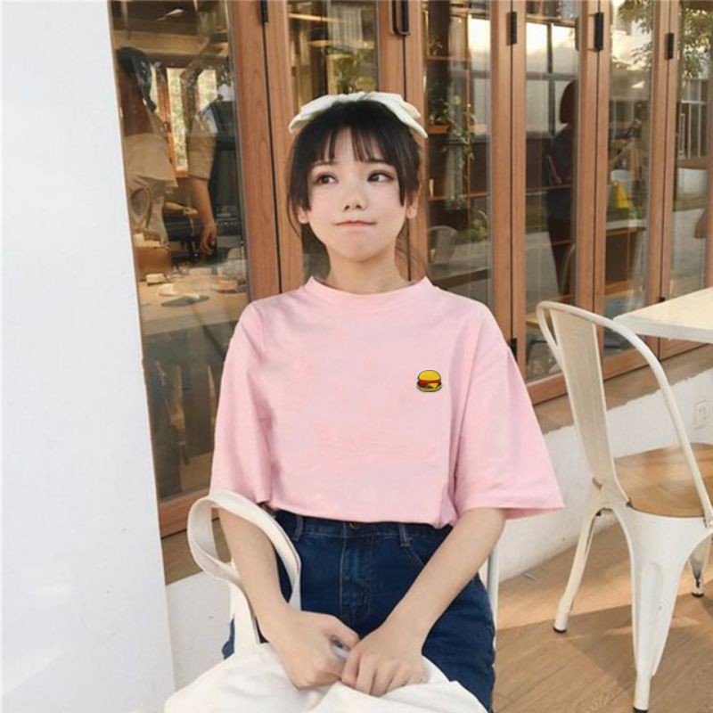 BURGER  / TERMURAH BAJU KAOS KATUN WANITA LENGAN PENDEK / TUMBLR TEE /  OVERSIZE