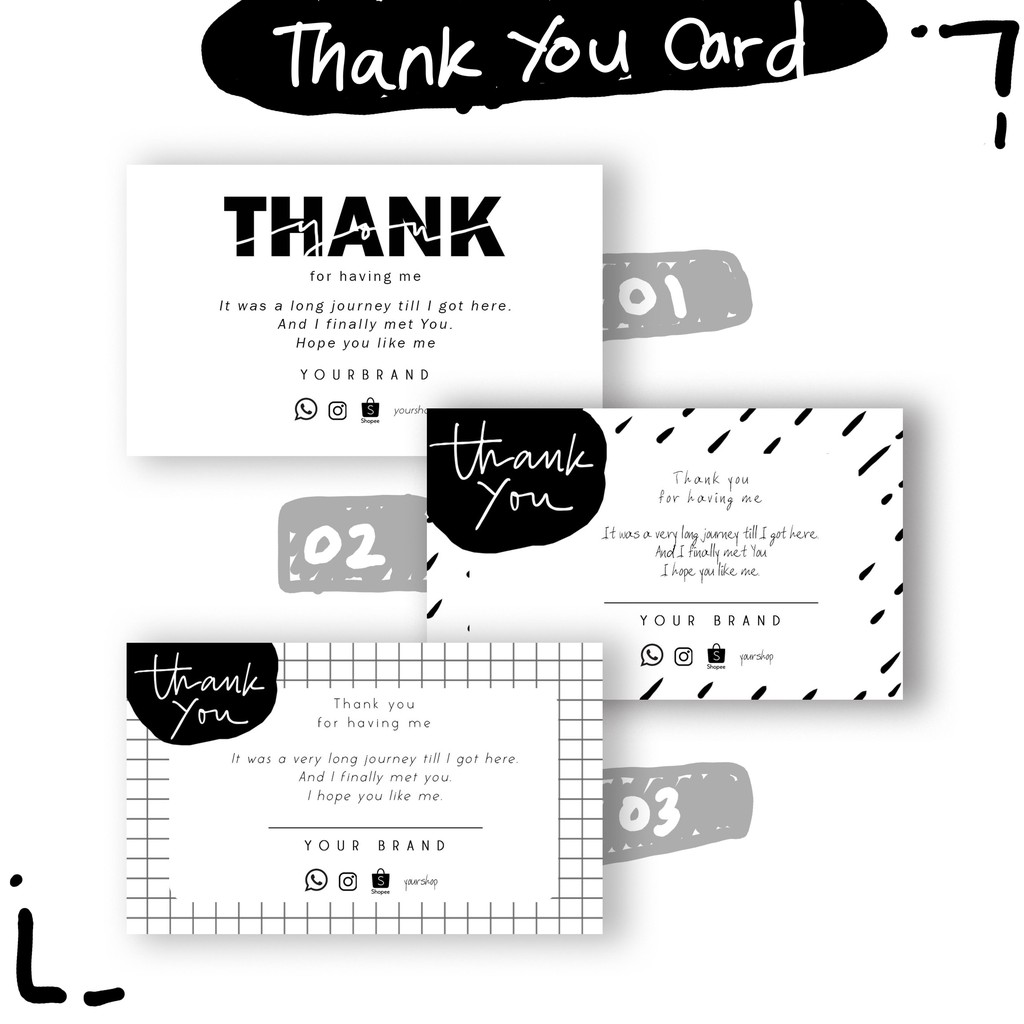 

Thank You Card Aesthetic Bisa Custom Murah Untuk Olshop Tema Monokrom