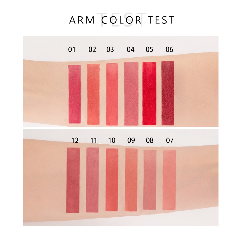 [BPOM] ALLPHV Matte Liquid Lipstik Velvet Tahan Lama Dan Anti Air 12 Warna