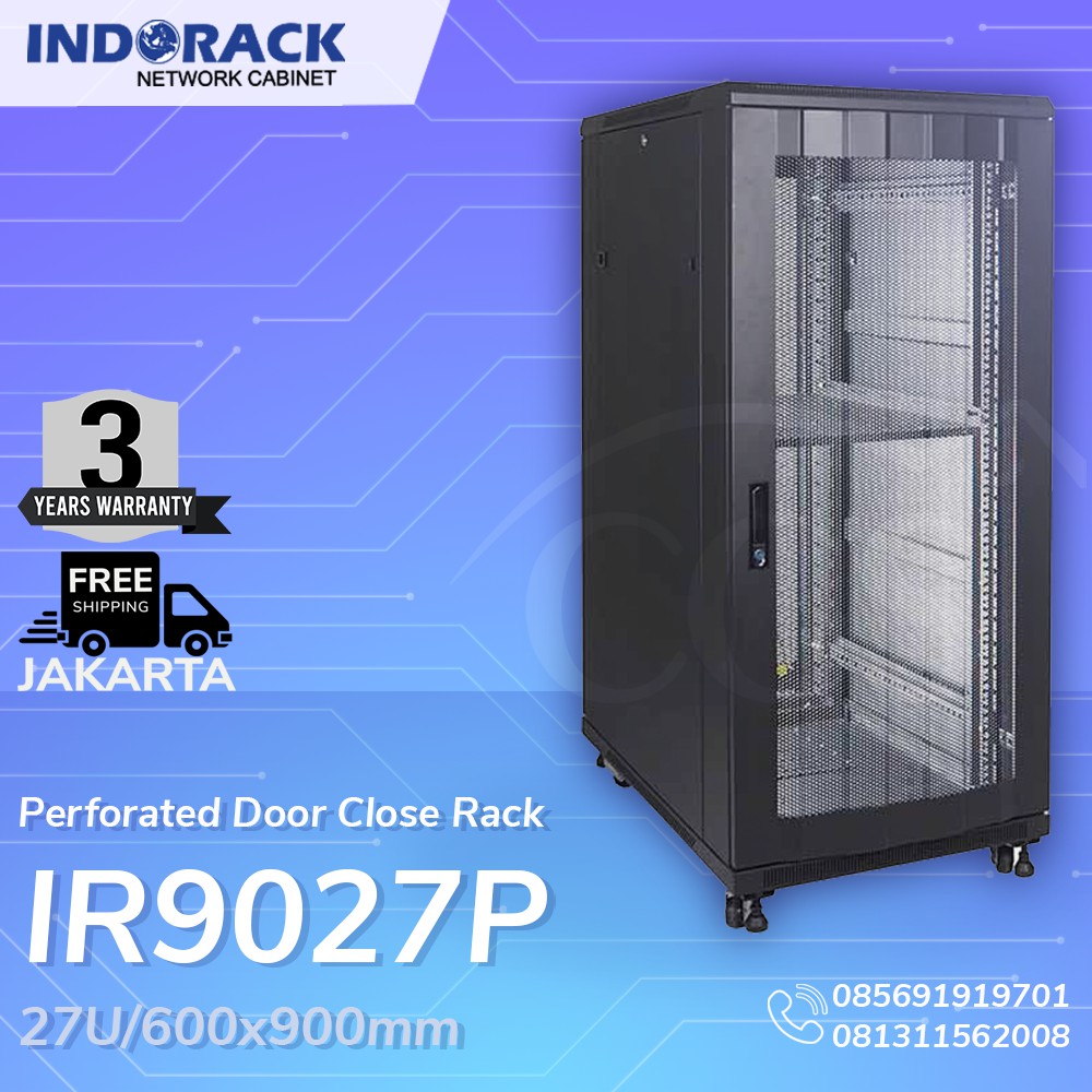 INDORACK CLOSE RACK 27U DEPTH 900MM PERFORATED DOOR - IR9027P