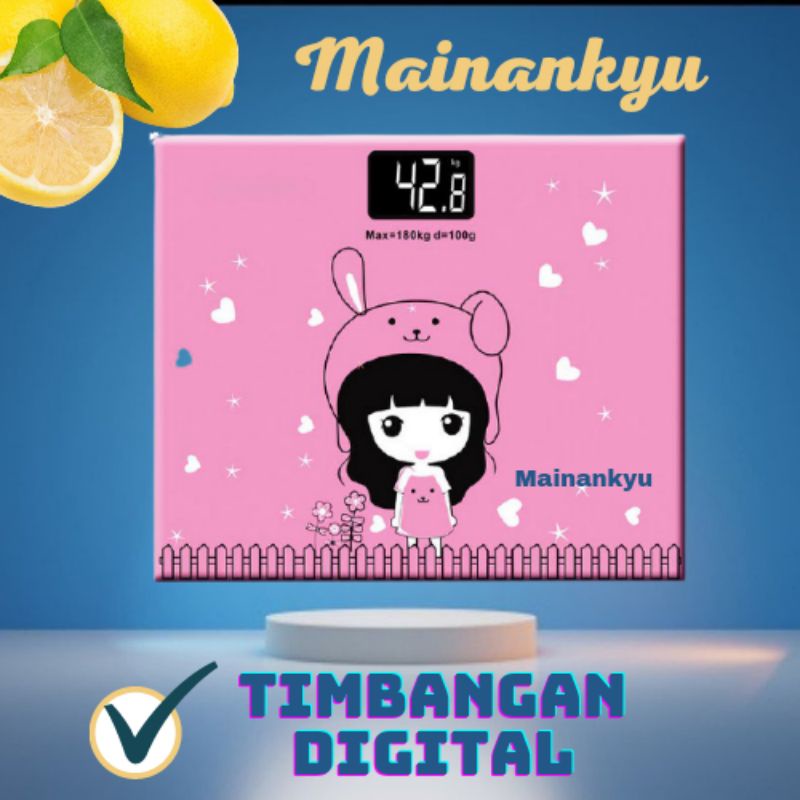 (MAINANKYU) Digipounds Timbangan Badan Mini Digital Desain Kartun 180Kg