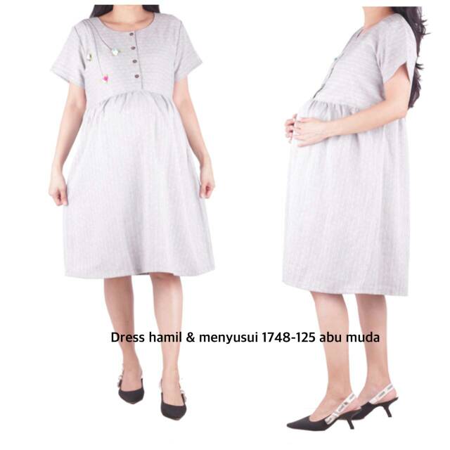 Baju hamil Dres hamil dan menyusui 1748 abu muda