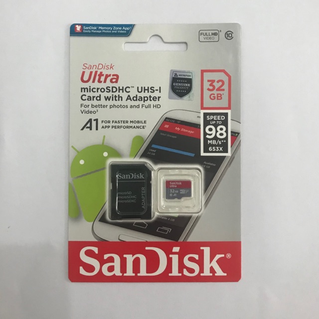 SanDisk Ultra MicroSD Card 32gb 98Mb/s + adapter original sdhc memori hp micro sd