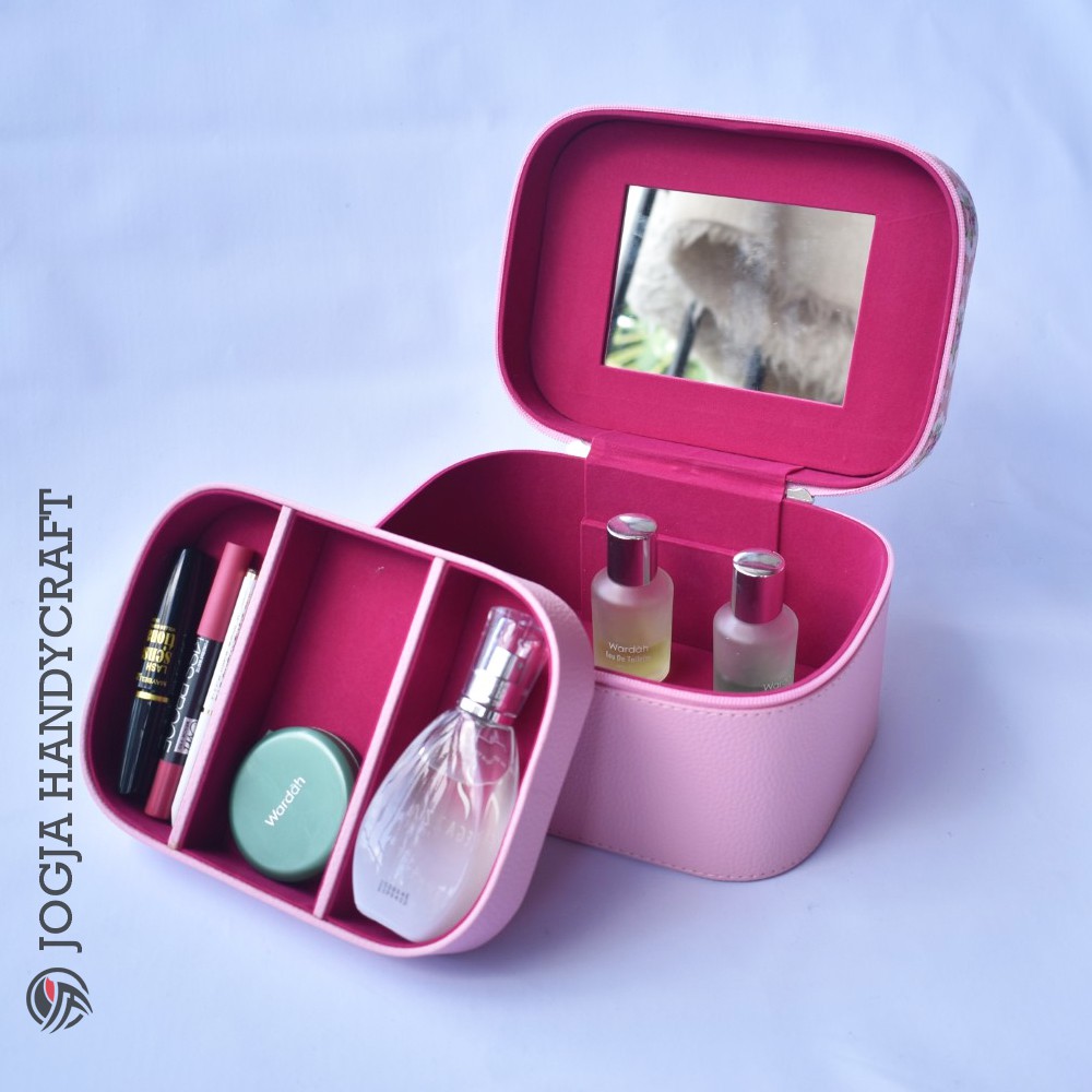 Tas Kosmetik CANTIK with tray portable Pink Shabby / Tempat Make up / Beauty case