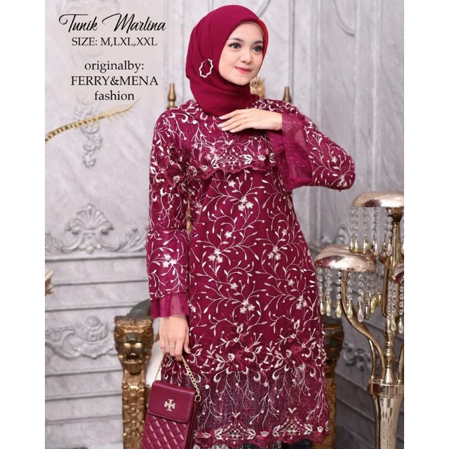 TUNIK MARLINA | BAHAN TILLE BORDIR TUTON PREMIUM | By Ferry Mena