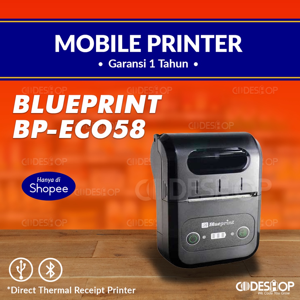 Printer Bluetooth BLUEPRINT ECO58 Cetak Struk Kasir Portabel