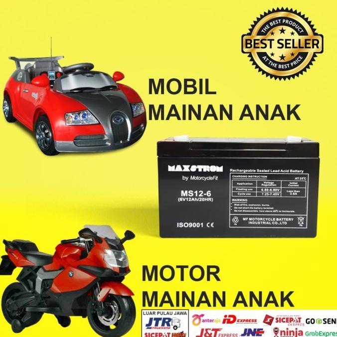 Aki Mainan Motor Anak 6V 7Ah Aki Mobil Mainan Anak Vrla Maxstrom Ms7-6