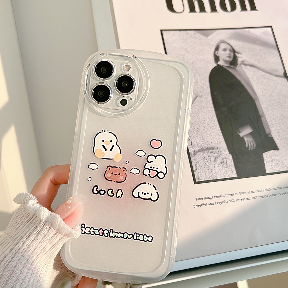 Soft Case TPU Motif Print Kartun Untuk iPhone 11 12 13 Pro Max Mini 7 8 Plus SE 2020 SE 2022 X XR XS Max