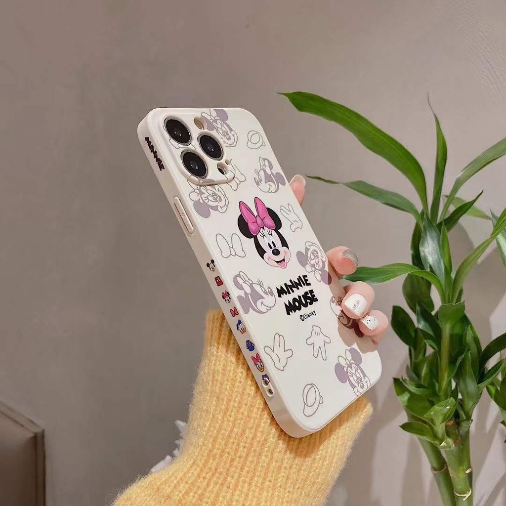 Soft Case Silikon Motif Mickey / Minnie Mouse Untuk Iphone 13 12 11 Pro Max X / Xs Max Xr Se 2020 7 8 Plus