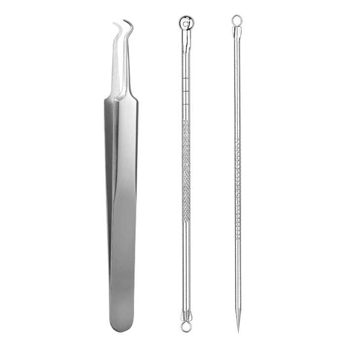 Pinset Pencabut Komedo Remover dan Jerawat Blackhead 3 PCS Stainless Steel Biutte.co  PT3