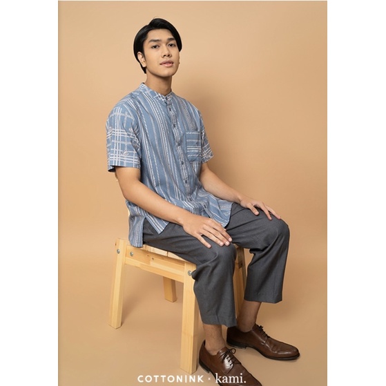 Cottonink Navy Stitches Lyron by Kami. Kamiidea