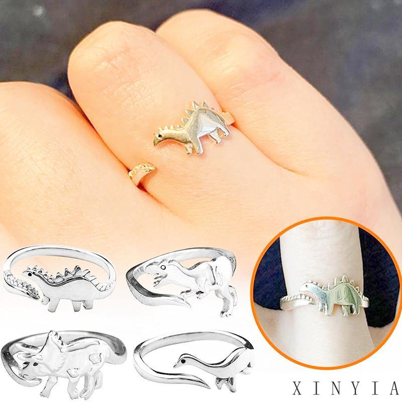 【Bayar di tempat】Mode retro Cincin Model Terbuka Desain Dinosaurus Jurassic Era Untuk Hadiah cincin