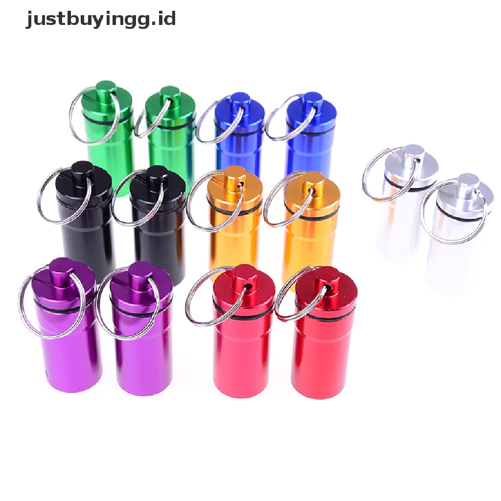 (Justbuyingg.Id) 2pcs / Set Botol Kontainer Pil / Obat Bahan Aluminum Anti Air Portabel