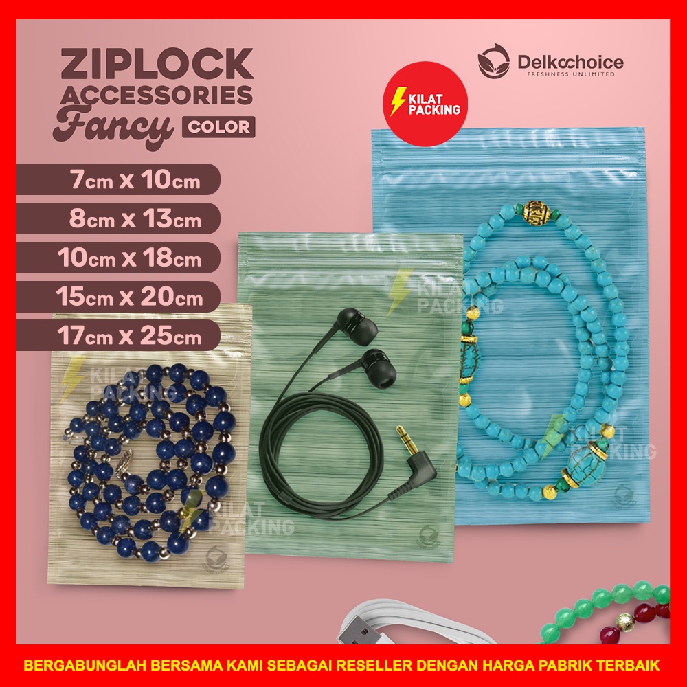 Plastik ZIPLOCK Klip AKSESORIS METALIZED ALUMUNIUM FOIL - Lay Bag Zipper WARNA FANCY SATUAN