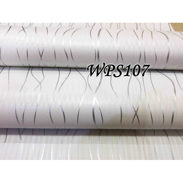 Wallpaper Dinding White Silver Ribbon ratudinding Stiker Dekorasi Tembok Garis Hitam Putih WPS107