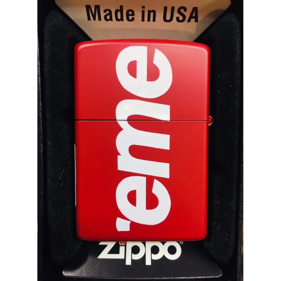 Korek zippo merah custom Supreme