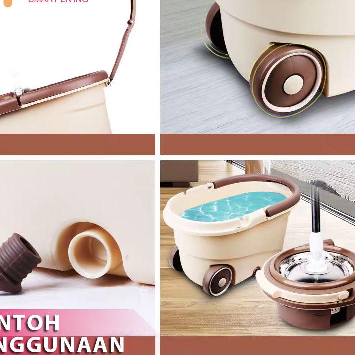 [ Hot Sale ] &SameDayAIJIA Alat Pel Lantai Praktis Spin Mop 6L Bucket Aclima Brown Ultra Mop 