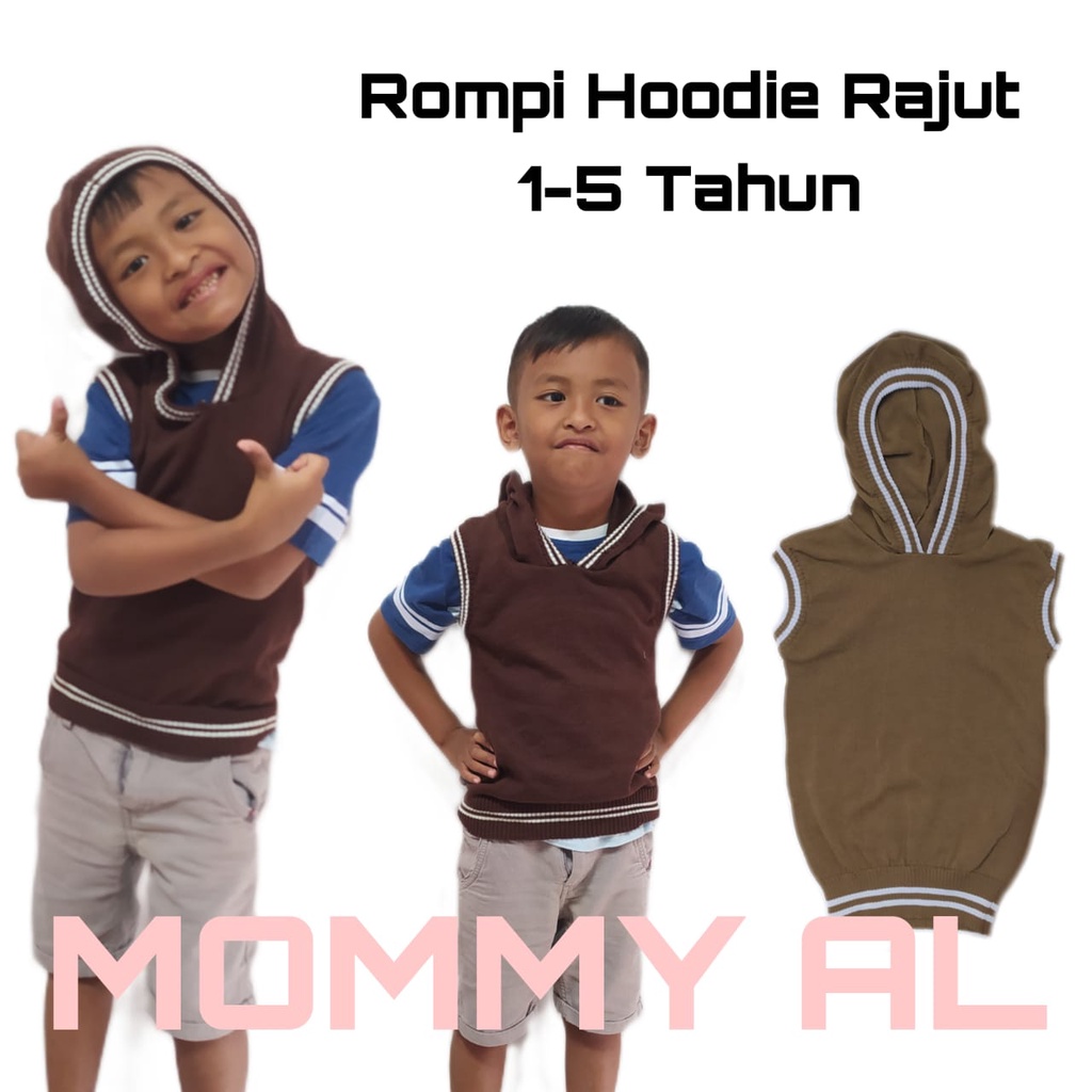 ROMPI RAJUT ANAK  HOODIE 1-4 TAHUN/ROMPI/PAKAIAN ANAK/RAJUT