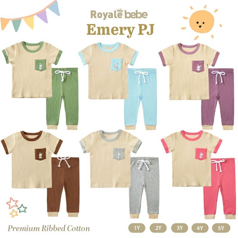 Royal Bebe EMERY PJ Setelan Baju Pendek + Celana Panjang / Piyama Anak / Pajamas Anak