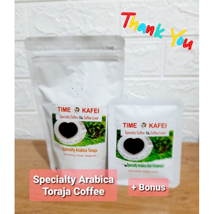 

KOPI TORAJA ASLI ARABIKA SPECIALTY GRADE 1 FULL WASH 100g BIJI/GILING MEDIUM +BONUS SPECIALTY 10g