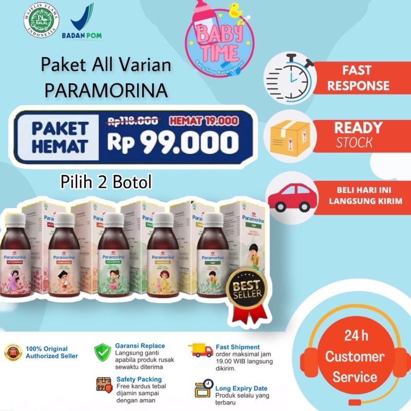 (FREE GIFT) PARAMORINA 2 BOTOL bebas pilih varian | PENAMBAH NAFSU MAKAN | TELAT BICARA |TELAT JALAN