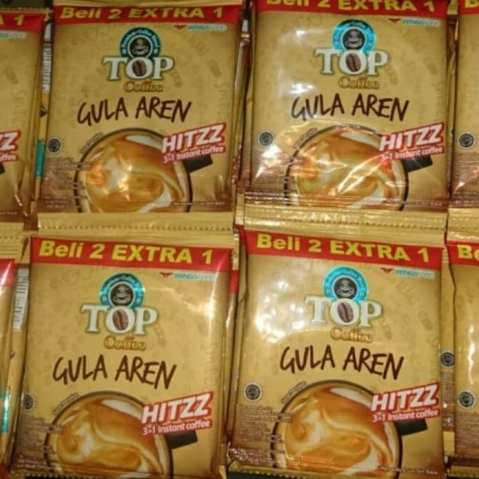 Top Kopi Gula Aren 1 Renceng Isi 15 Saset Bubuk Kopi Instan Instant Top Coffee Powder Sachet 22 gr Wingsfood Termurah