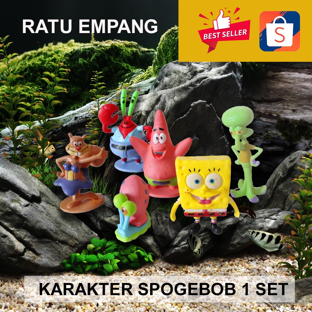 HIASAN AQUARIUM SPONGEBOB KARAKTER 1 SET AQUASCAPE / PAKET DEKORASI AKSESORIS AQUARIUM
