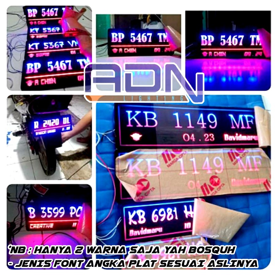 CUSTOM Lampu Akrilik Nomor MOTOR MOBIL 2 Warna CUSTOM KECE SESUKA HATI