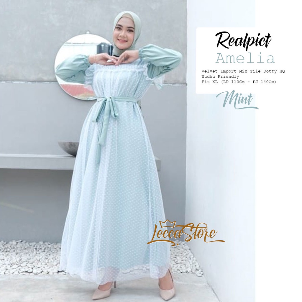 Gamis Cantik/ Gamis Kondangan/ Gamis Hajatan/ Amelia Gamis + Tile Cantik