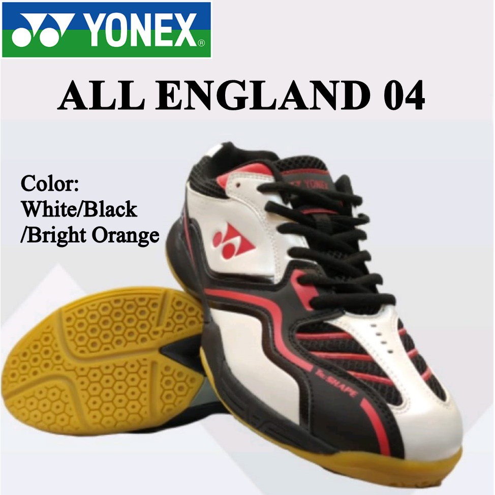 SEPATU BADMINTON YONEX ALL ENGLAND 04 White/ Black/ Bright-Orange 43