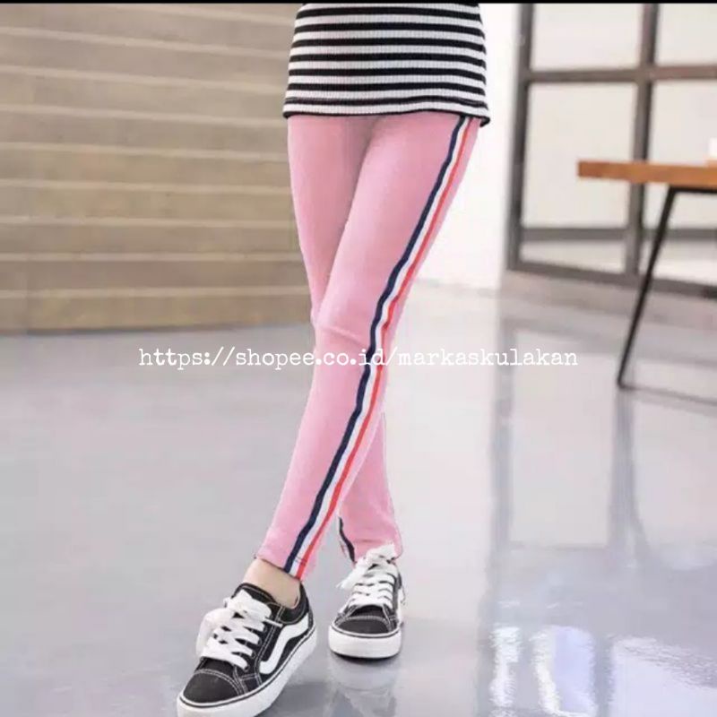 Legging Anak Strip usia 8 - 13 tahun / legging anak Perempuan