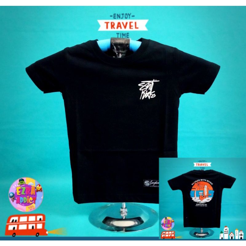 ORIGINAL Surfkids - Umur 1 2 3 4 5 6 7 8 tahun - Baju Distro Anak - Surfkids Hitam - Kaos Distro Ana