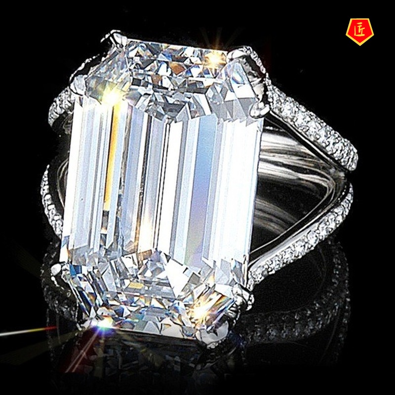 [Ready Stock]Exaggerated Square Diamond Ring Female Fashion Personality