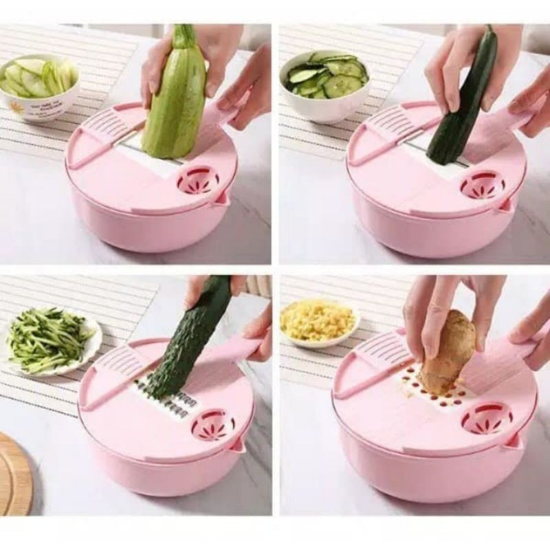 Alat Pemotong & Parutan Sayur Buah 12 in 1 Multifungsi