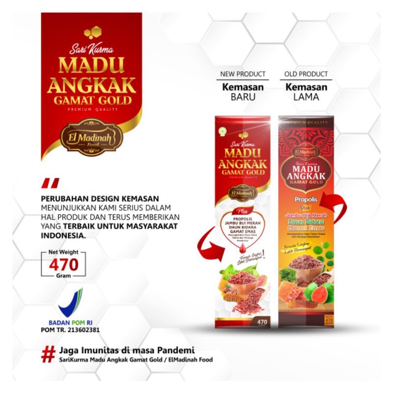 

Sari Kurma Madu Angkak Gamat Gold daun bidara jambu merah 470gr El Madinah