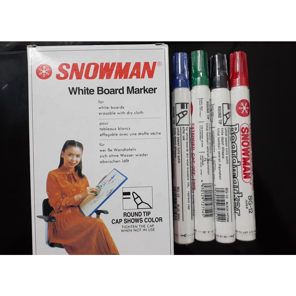 

Spidol Snowman Boardmarker BG-12 (Spidol Papan Tulis bisa dihapus)