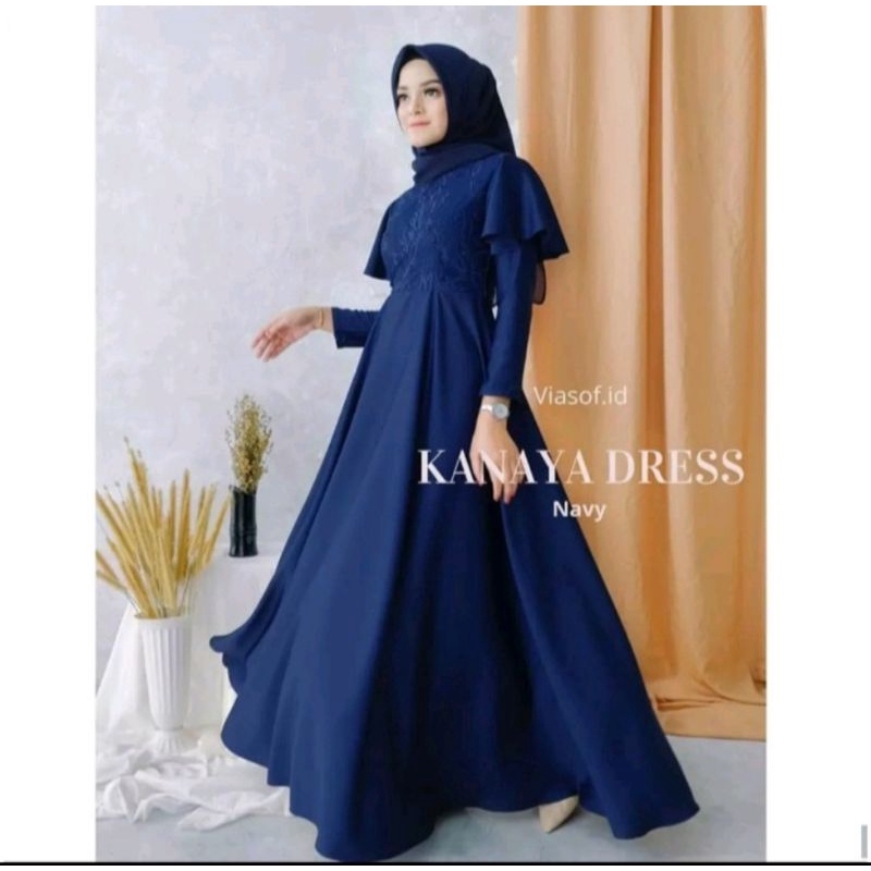 Kanaya Dress / Size M - L - XL/ Gamis  Brukat Tile Mutiara/ Gamis Muslim Wanita/ Gamis Modern