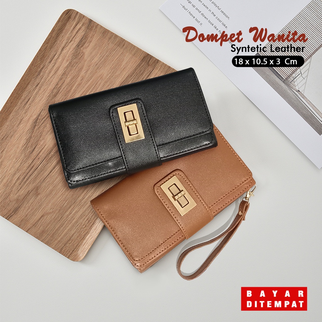 Dompet Panjang Wanita Polos Lucu Masa Kini Dompet Cewek Polos Kulit Sintetis Muat Tempat Kartu dan Uang Murah