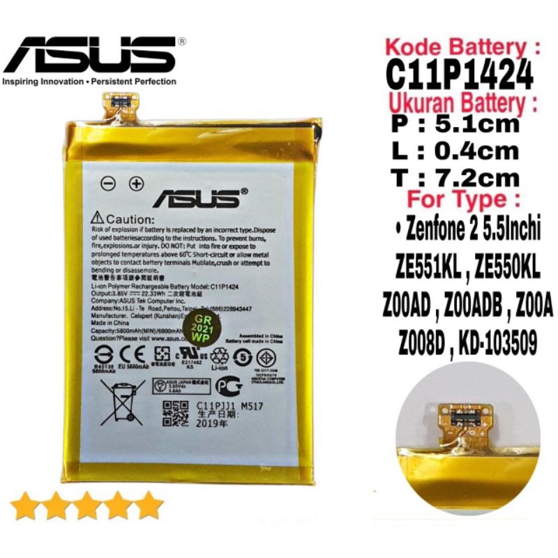 Baterai Original ASUS Zenfone ZE550ML Z00AD KD-103509 C11P1424
